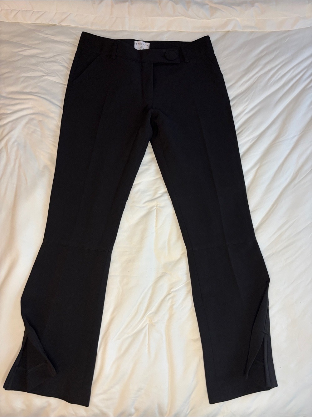 Women Black Ankle Crop Flare Pants